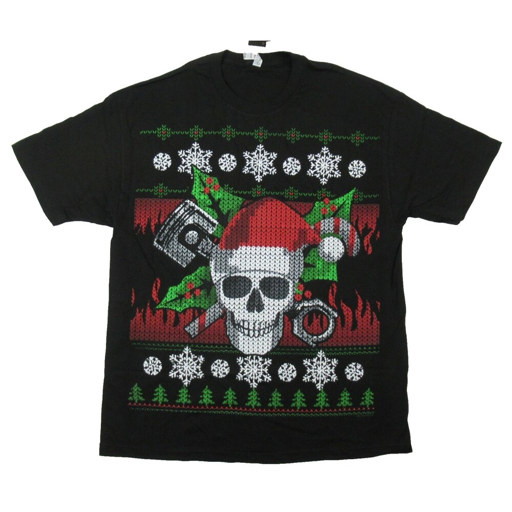 Hot Leathers Ugly Christmas T Shirt Skull Santa Size XL